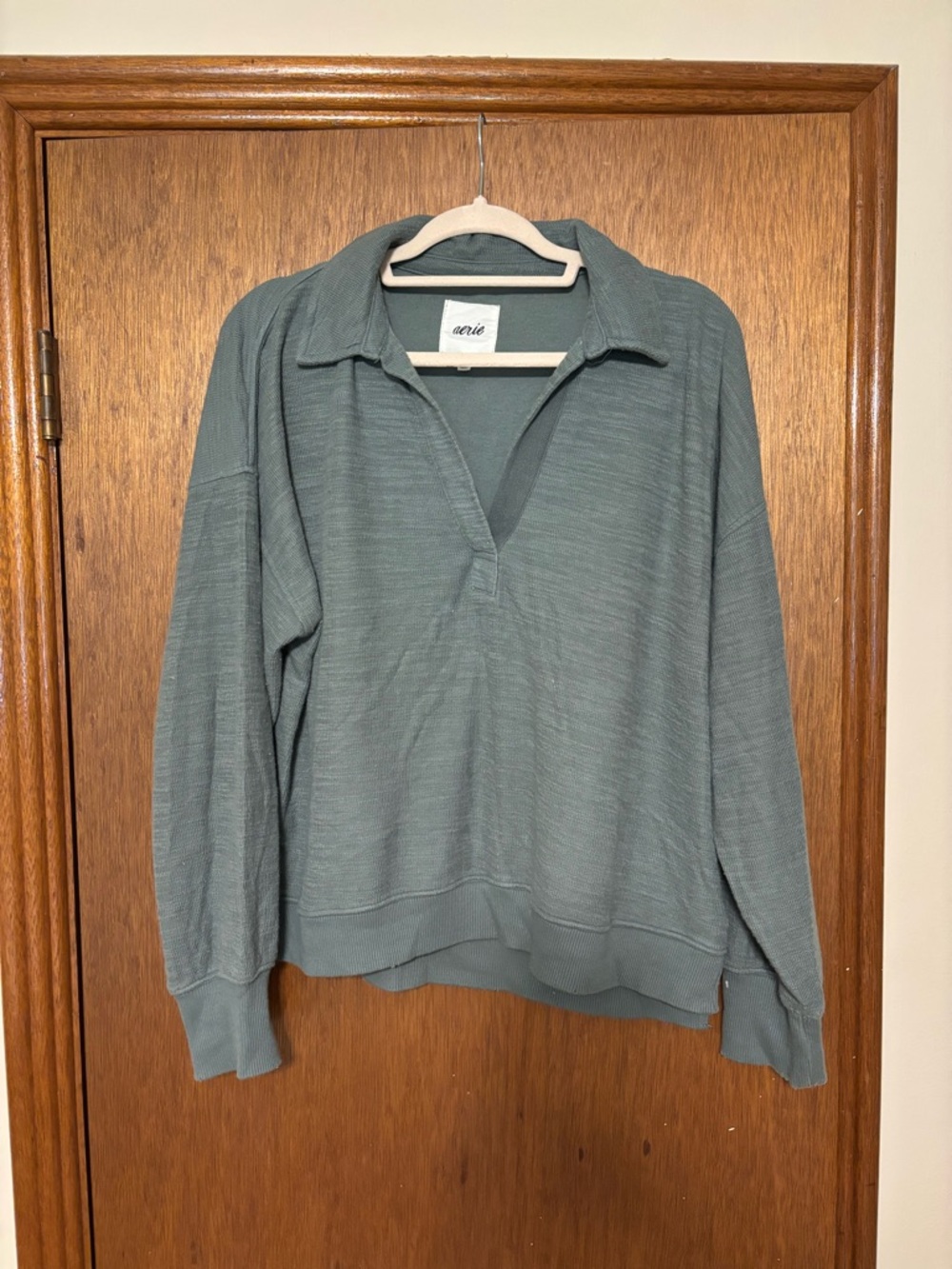 Aerie Green Pullover Collared Sweater